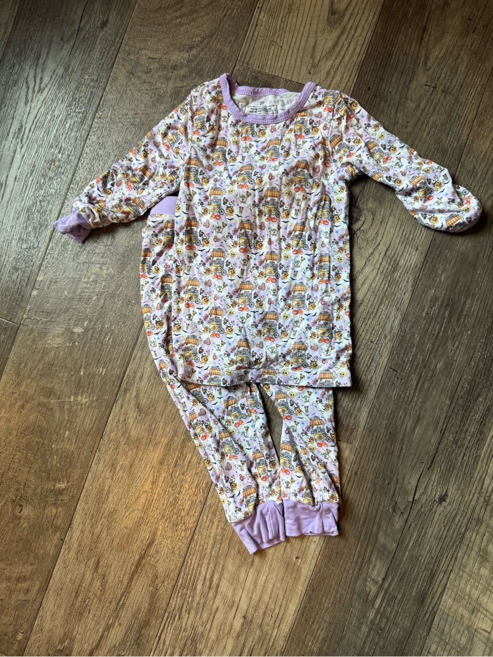 Girls Lavender Mickey Mouse Halloween Print Two-Piece Pajama Set